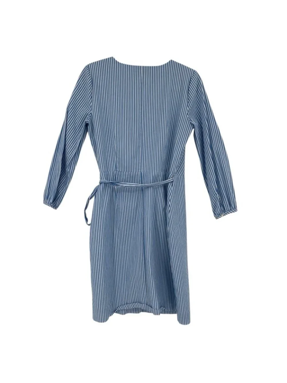 J. Crew Wrap Dress Women’s Size 4 Striped Cotton Poplin Blue White Lined